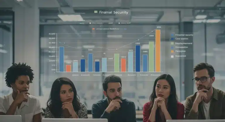 People analyzing 2025 state unemployment benefit comparisons on a screen for financial planning.