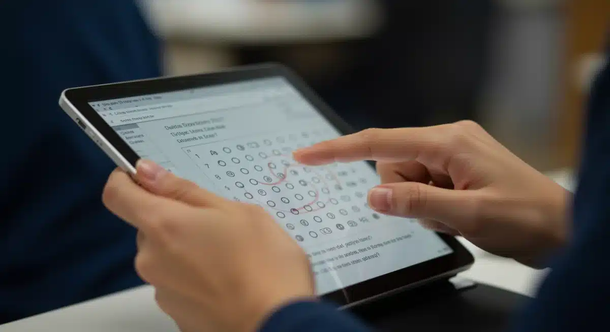 Student interacting with digital SAT ACT exam interface