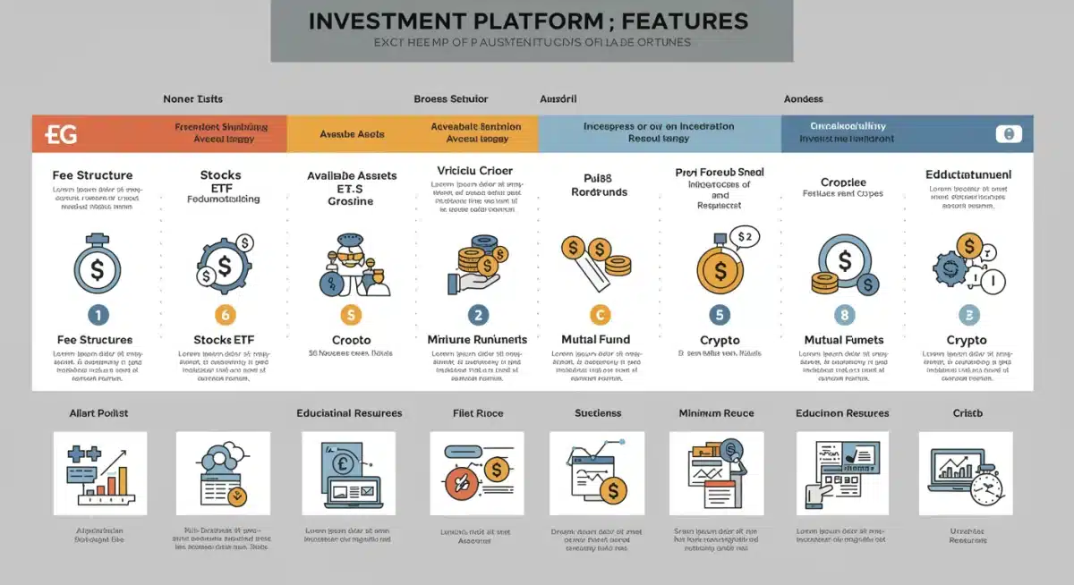 Infographic comparing key features of various 2025 investment platforms.