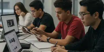 Students preparing for digital SAT ACT exams on tablets