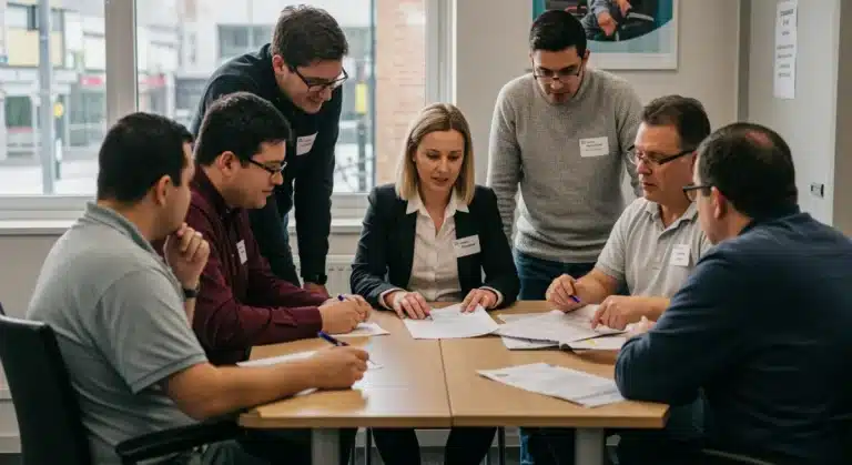 People discussing disability benefits with an advisor