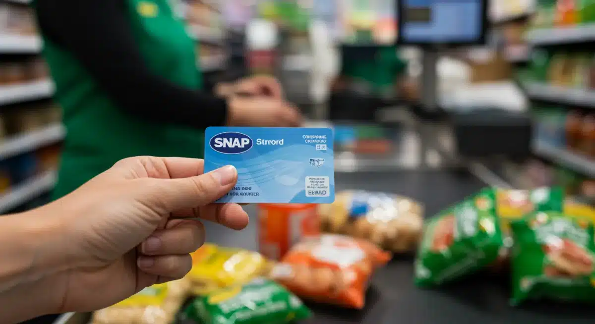EBT card being used for grocery purchase at checkout