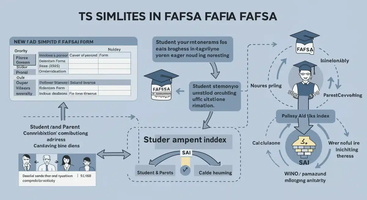 Infographic illustrating simplified FAFSA form and new Student Aid Index calculations.