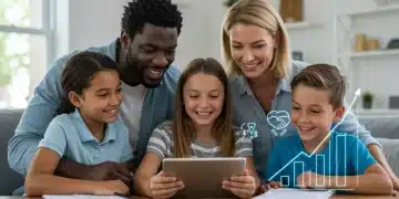 Family reviewing HSA documents, symbolizing financial planning and health savings for 2026.