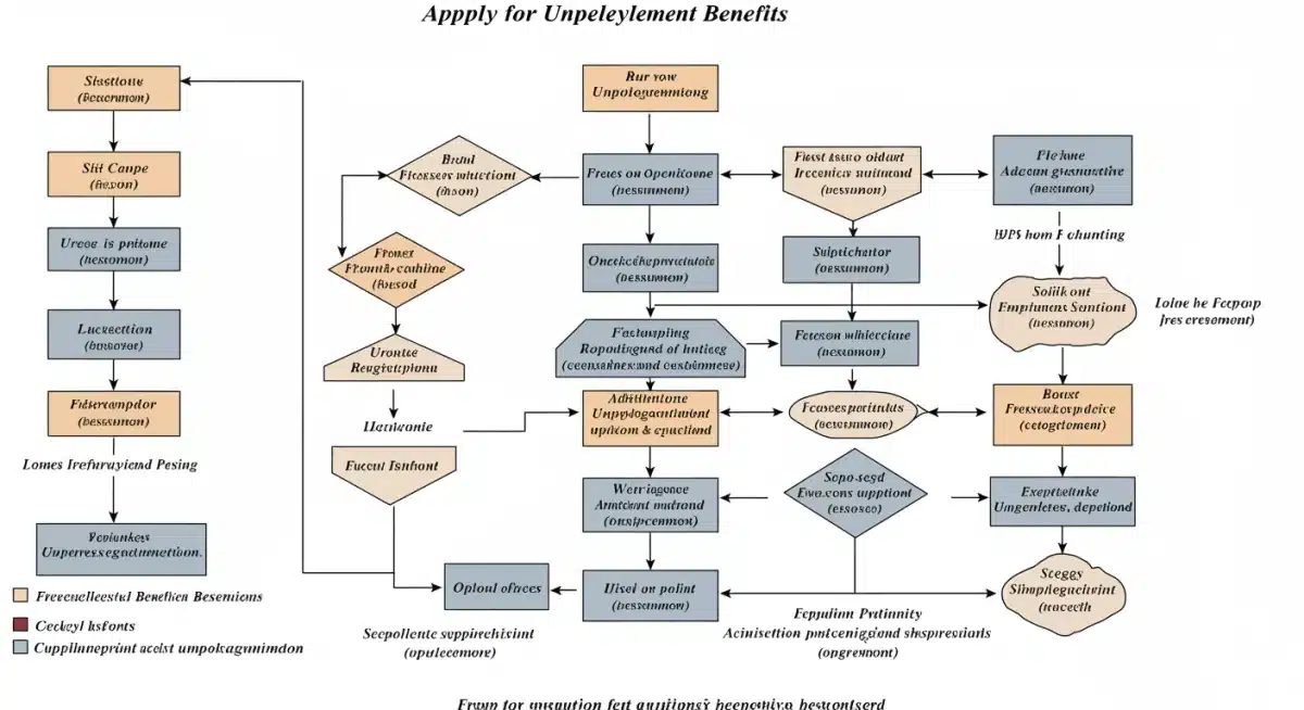 Flowchart illustrating the unemployment benefits application process steps