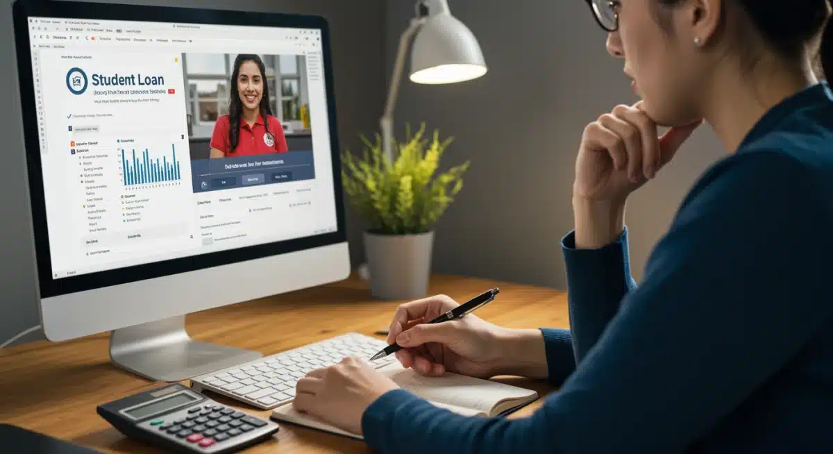 Individual calculating student loan repayment options