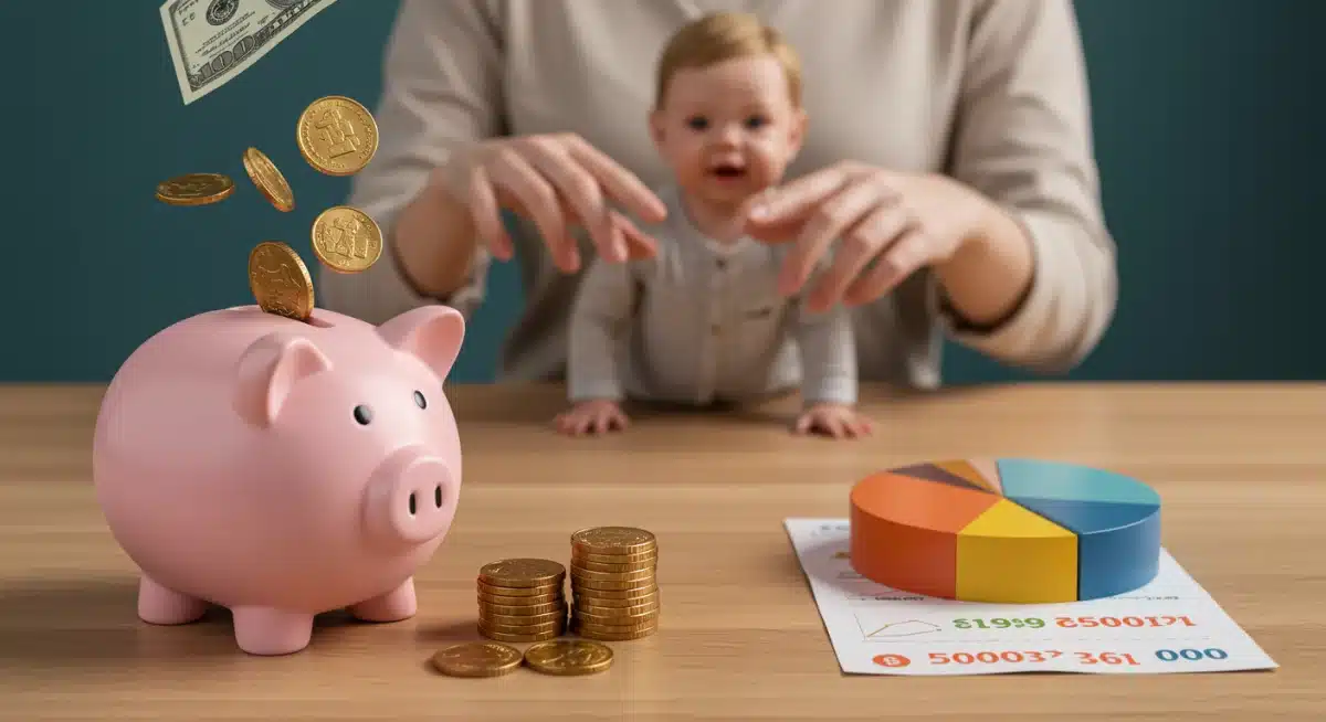 Graphic illustrating 0 monthly financial aid flowing into a family's budget.