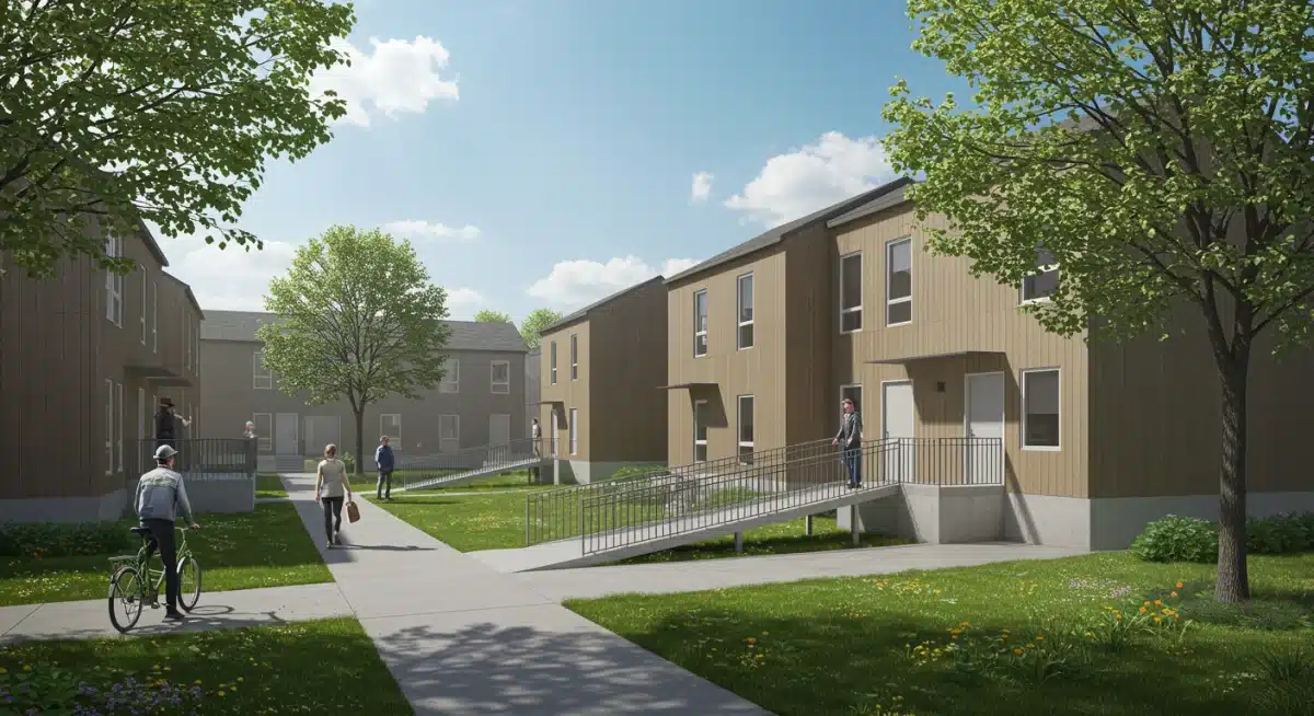 Modern, accessible housing units designed for veterans, showcasing comfortable living.