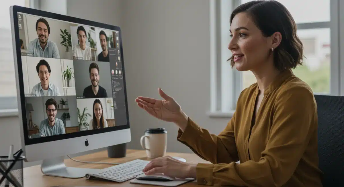 Online instructor providing personalized feedback to students in a virtual classroom setting.