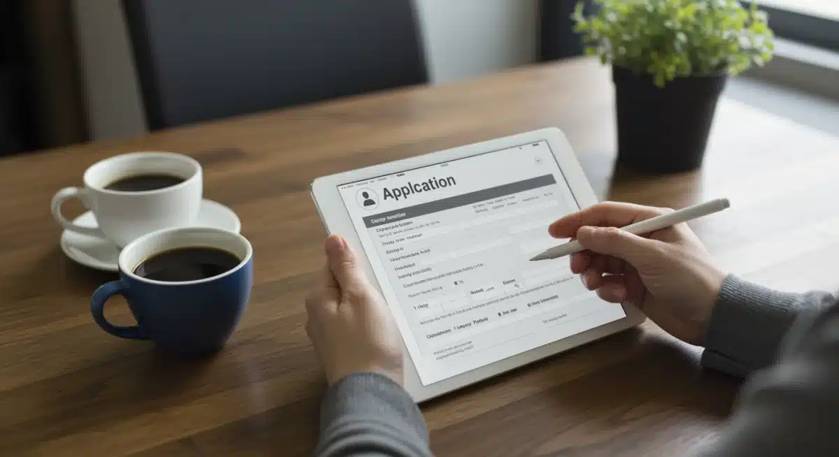 Person completing an online application for SNAP benefits on a tablet.