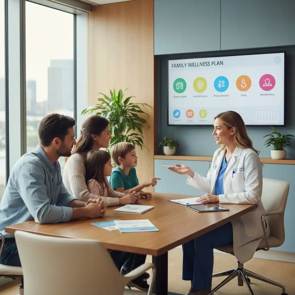Doctor consulting family on preventive health and wellness
