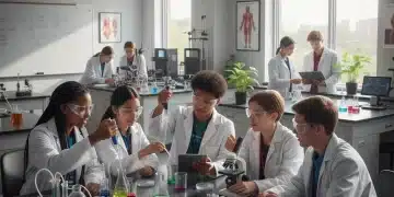 High school students collaborating on a hands-on science experiment, demonstrating experiential learning in action.