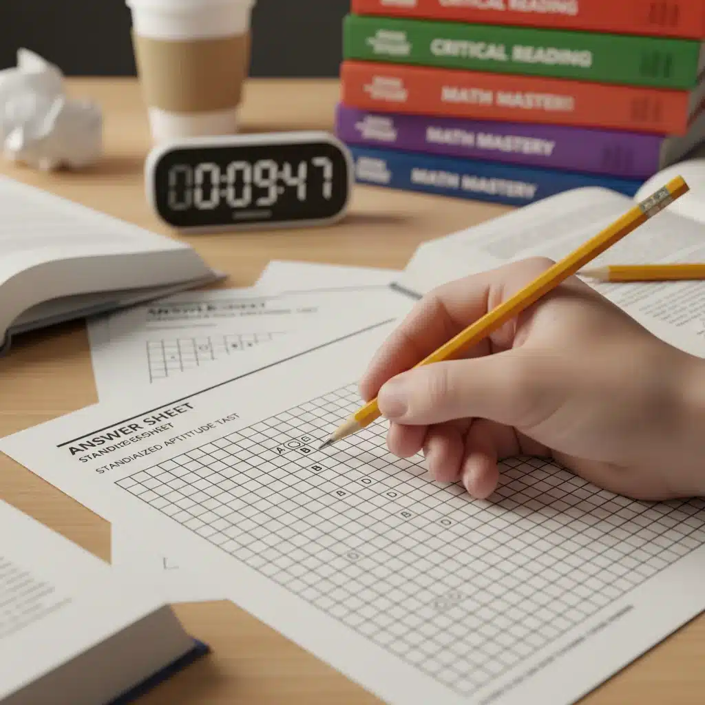 Student actively taking a standardized test, marking answers carefully.