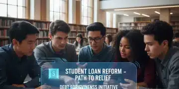 Students and recent graduates reviewing 2026 student loan reform details on a tablet.