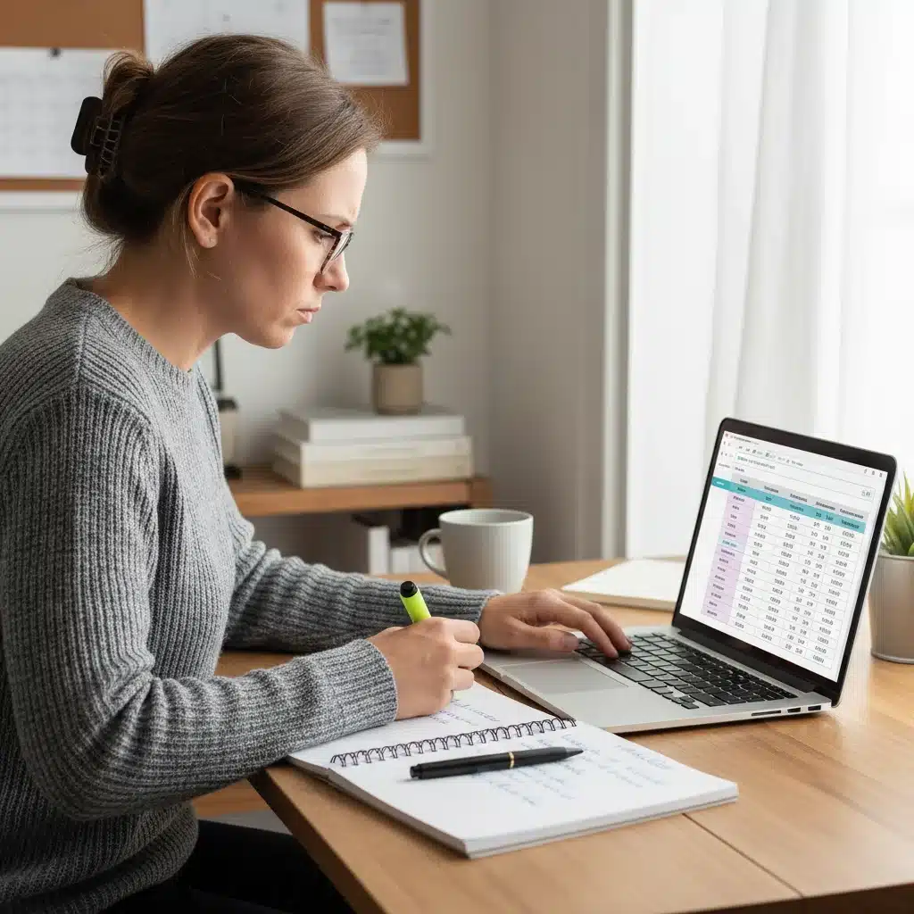 Individual managing personal budget and finances