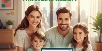 Family reviewing tax forms and calculator, symbolizing increased EITC refund