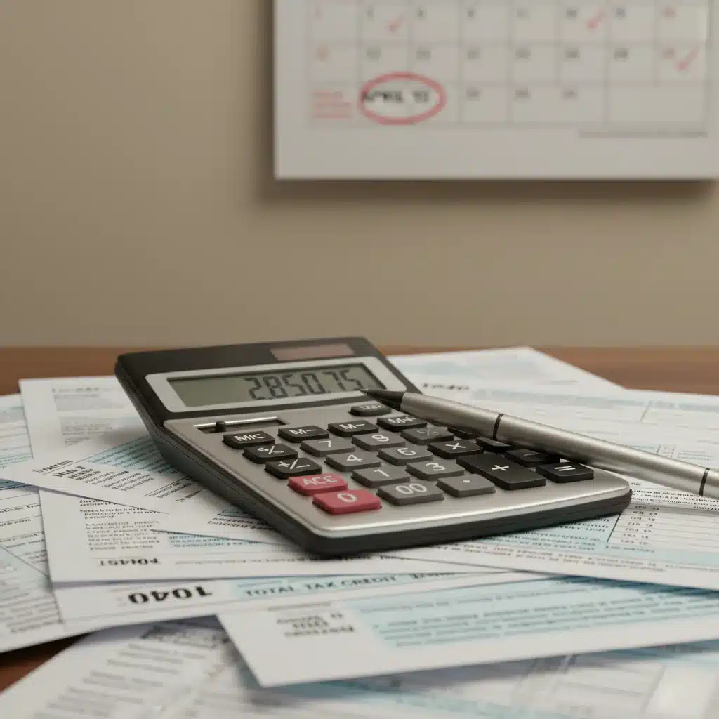Calculator and pen on tax forms, representing financial planning for tax credits.