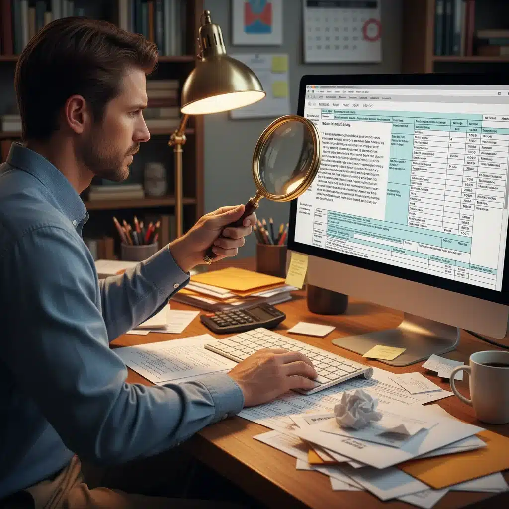 Individual meticulously preparing tax forms on a computer, focusing on EITC details