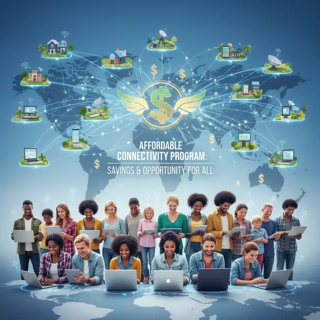 Network of people benefiting from internet savings