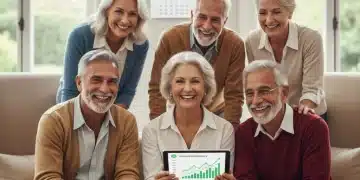 Smiling retirees confidently reviewing financial plans for 2026 retirement