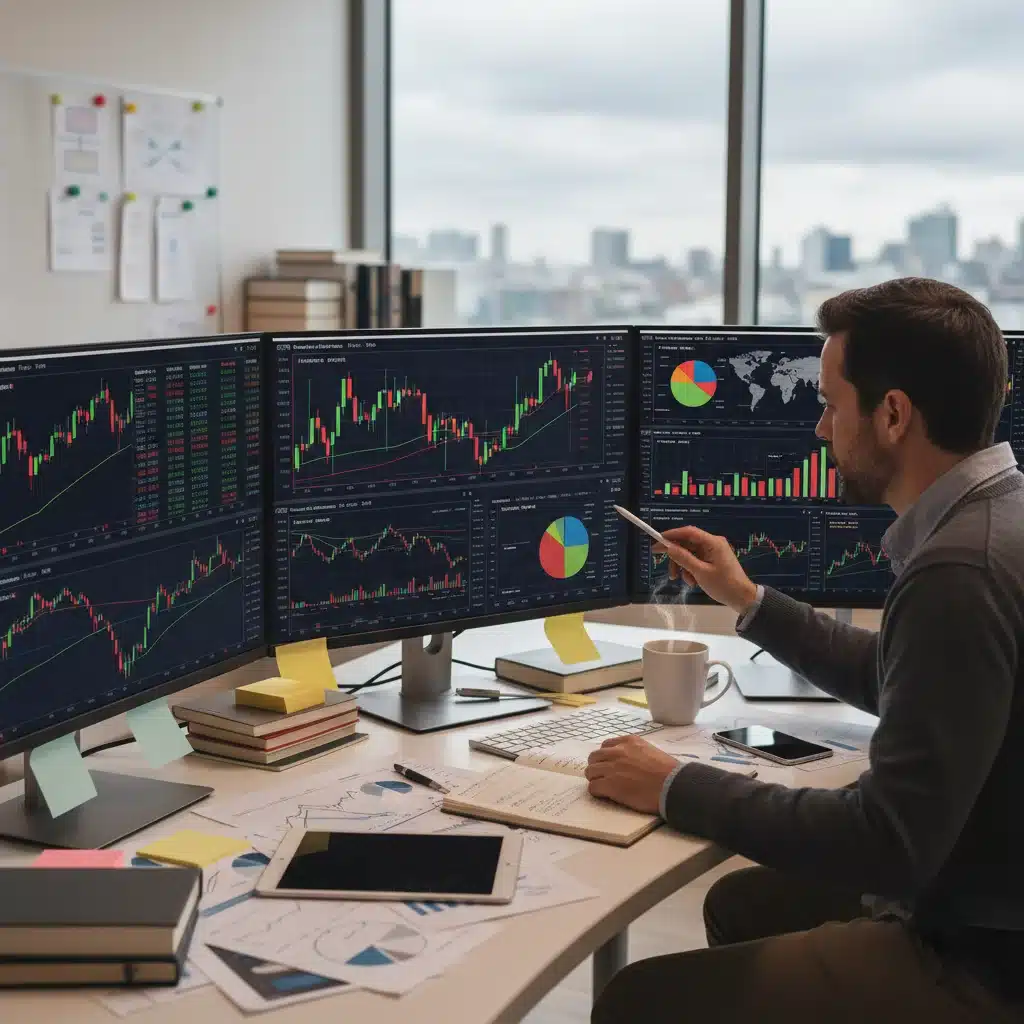 Person analyzing financial data for portfolio management