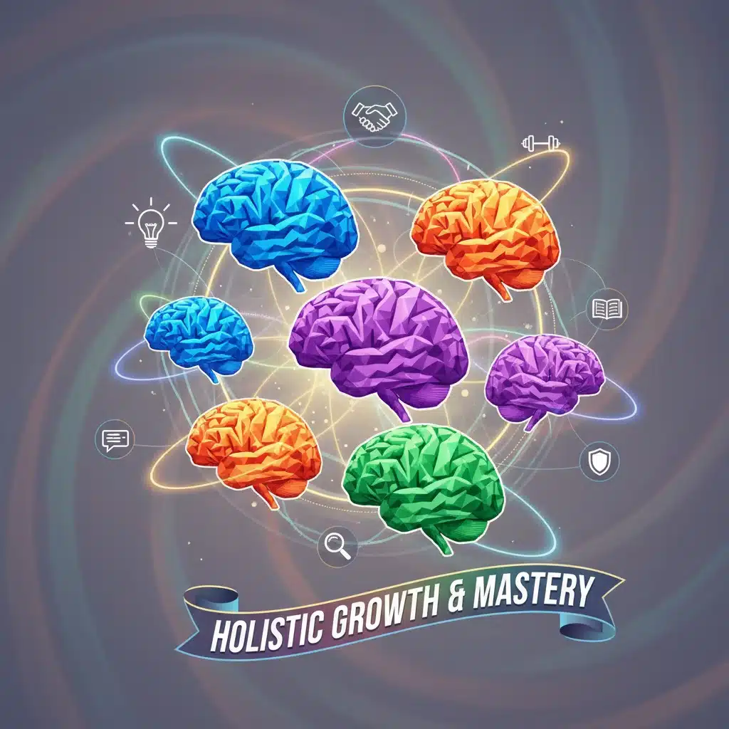 Illustrated network of skills and knowledge for holistic development