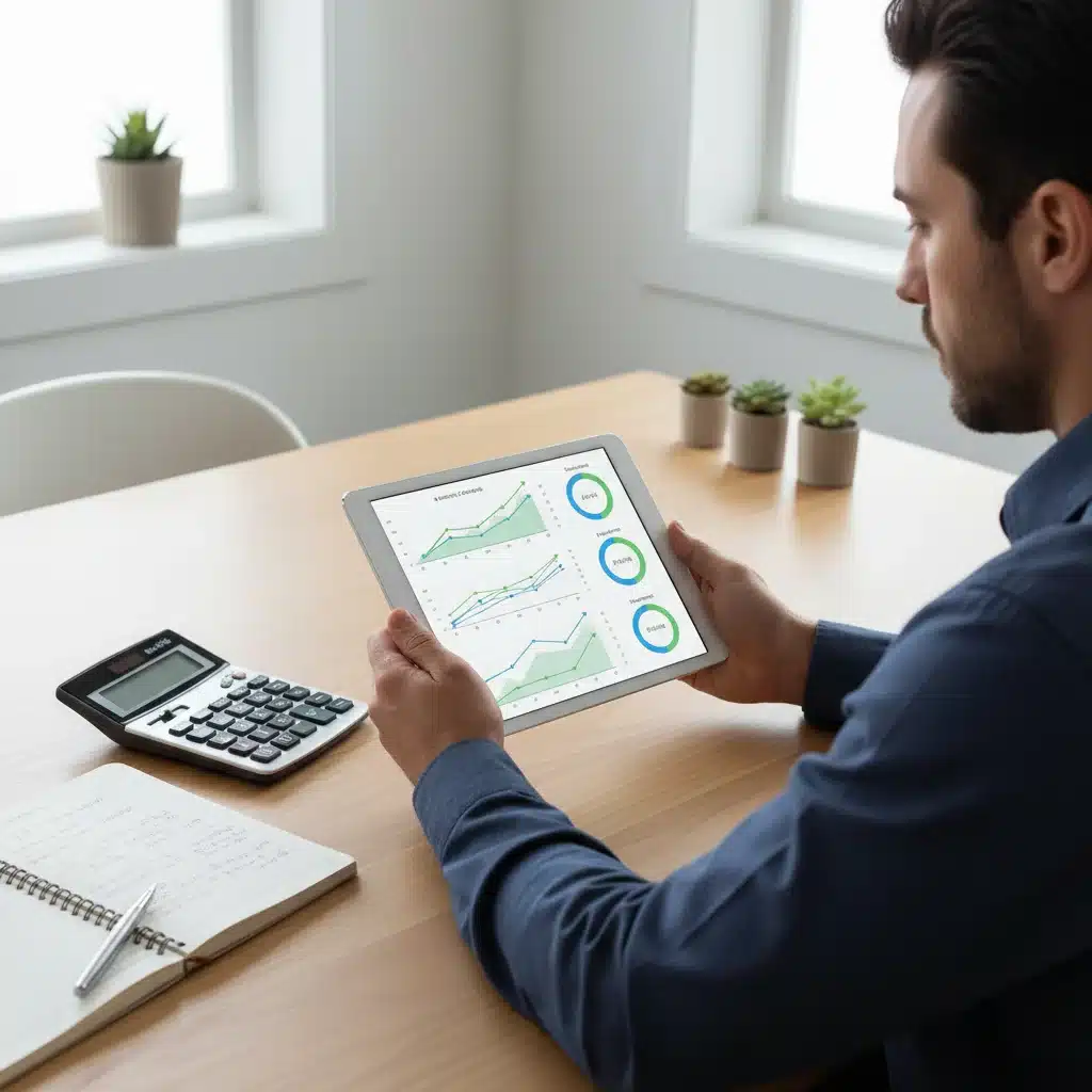 Person analyzing financial charts on a tablet, comparing high-yield savings account options.
