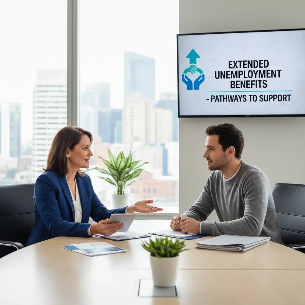 Counselor discussing extended unemployment benefits with an applicant