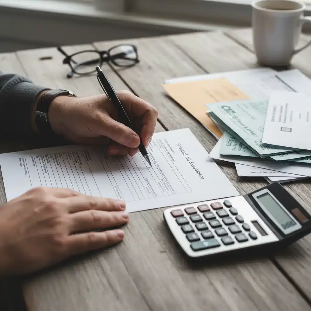 Person filling out application forms for federal housing aid
