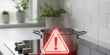 Red warning sign on a kitchen appliance, symbolizing a major recall alert