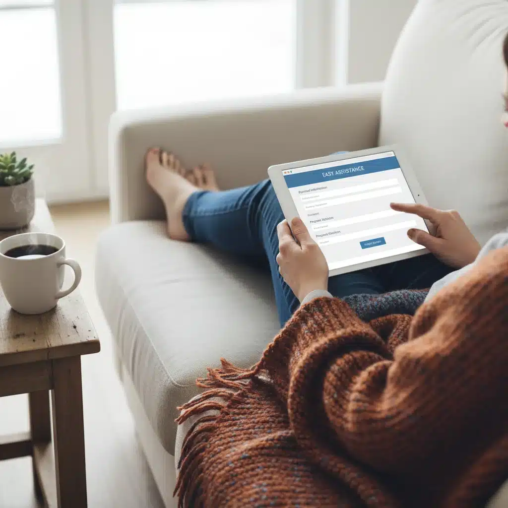 Person applying for energy assistance online