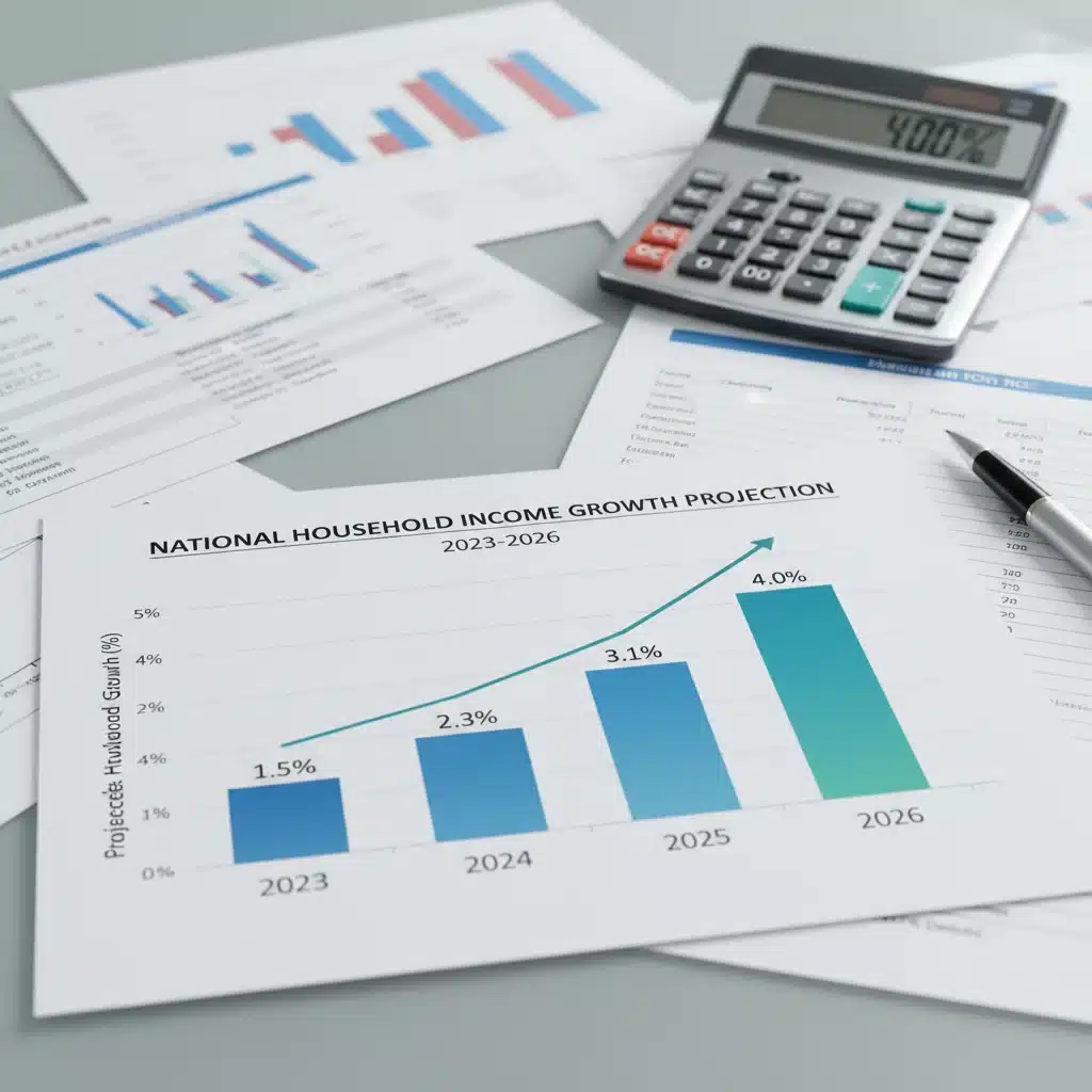 Bar chart showing projected national household income increase by 2026